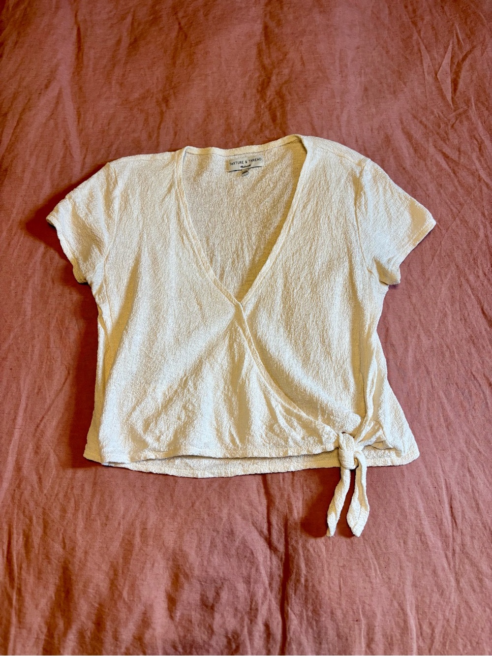 Madewell Cream Wrap Crop Top with Side Tie